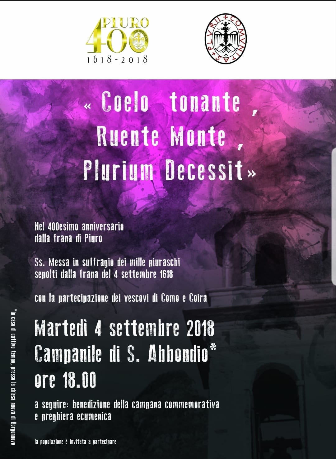 COELO TONANTE, RUENTE MONTE, PLURIUM DECESSIT